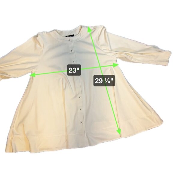 Choon Cream Button Down Long Sleeve Tunic Top Size L Flare Hem - Picture 8 of 9